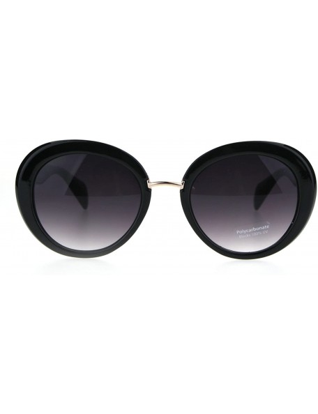Cat Eye Womens Mod Round Cat Eye Goth Designer Fashion Sunglasses - Black Smoke - CX185OO4966 $11.16