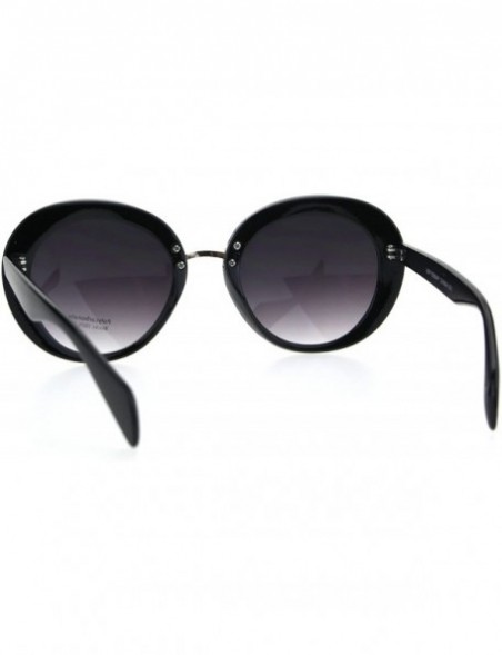 Cat Eye Womens Mod Round Cat Eye Goth Designer Fashion Sunglasses - Black Smoke - CX185OO4966 $11.16