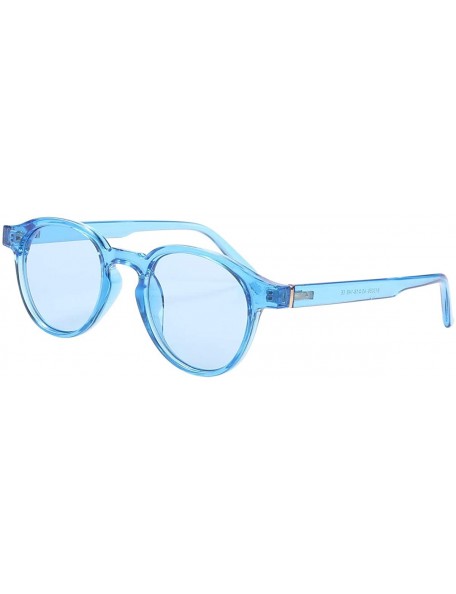 Round UV Blocking Protection Glasses Men's and Women's Vintage Full Frame Sunglasses - Blue - CU18R0QWIQO $11.15