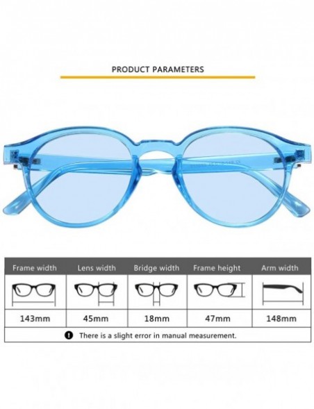 Round UV Blocking Protection Glasses Men's and Women's Vintage Full Frame Sunglasses - Blue - CU18R0QWIQO $11.15