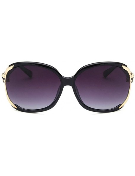 Oval Women Sunglasses Retro Bright Black Drive Holiday Oval Polarized UV400 - Bright Black - C118RI0SHQE $9.99