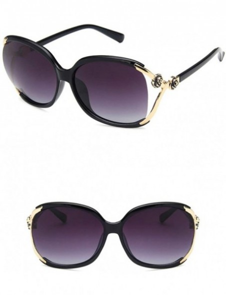 Oval Women Sunglasses Retro Bright Black Drive Holiday Oval Polarized UV400 - Bright Black - C118RI0SHQE $9.99