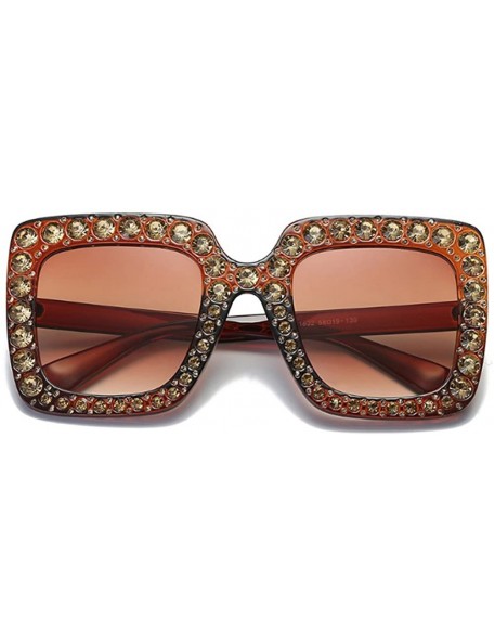 Square Women Sunglasses Crystal Brand Designer Oversized Square Sunglasses - C8 - CK18CQLL2TK $8.44