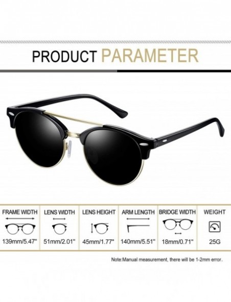 Round Vintage Round Sunglasses for Women Retro Brand Polarized Sun Glasses E3447 - Black Double Bridge - CG18QMIGDTH $12.98