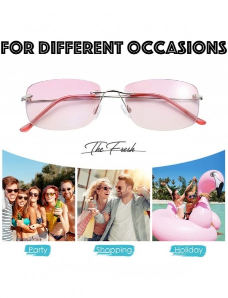 Goggle Minimalist Small Rectangular Sunglasses Clear Eyewear Spring Hinge - Gift Box Package - C6192302EZ7 $14.10