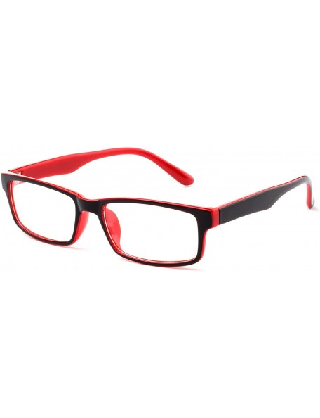 Wayfarer Sensi Simple Squared Light Weight No Logo Fashion Clear Lens Glasses - Black/Crimson Red - CY12CX9IV1R $10.83