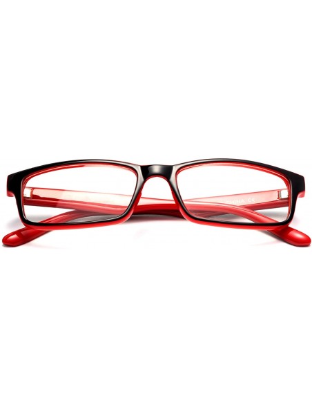 Wayfarer Sensi Simple Squared Light Weight No Logo Fashion Clear Lens Glasses - Black/Crimson Red - CY12CX9IV1R $10.83