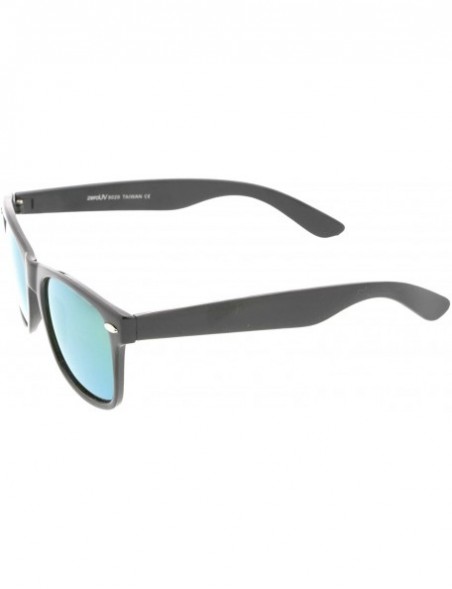 Square Retro Colored Mirror Polarized Lens Square Horn Rimmed Sunglasses 55mm - Black / Yellow Mirror - CM12NRRLTFD $14.01