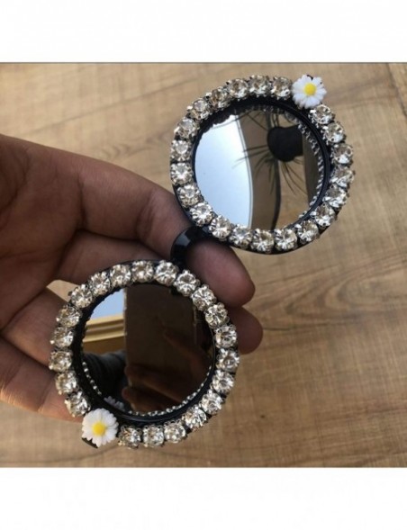 Round M16 Women Sunglasses Crystal Diamond Handmade Round Eyewear UV400 Mirror Lens Flower Design Summer Sun Glasses - CN1985...