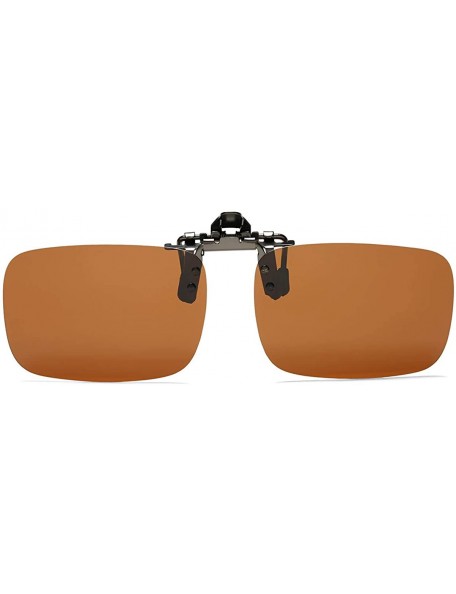 Square Polarized Clip-on Flip Up Sunglasses Wear Over Prescription Glasses - Brown - CX19246GUCO $15.04