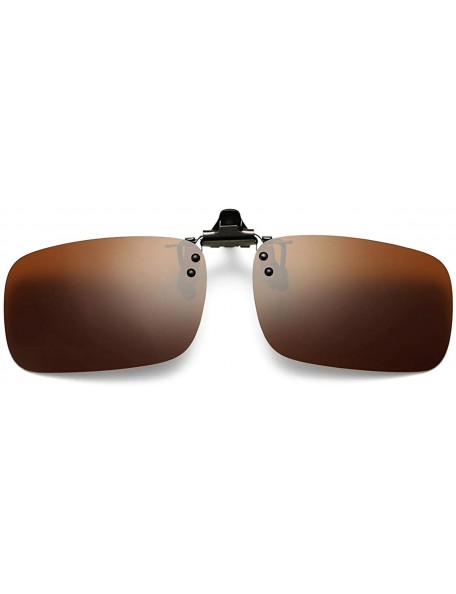 Square Polarized Clip-on Flip Up Sunglasses Wear Over Prescription Glasses - Brown - CX19246GUCO $15.04