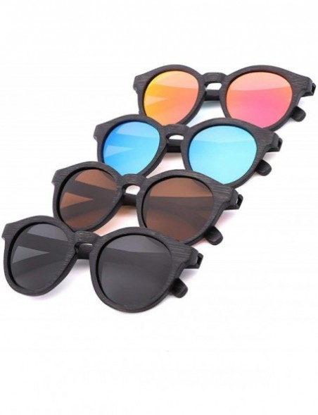 Square Retro Men Sunglasses Polarized UV400 Glasses Handmade Bamboo Wood Men And Women - Ice Blue - C0198ZN529A $38.41