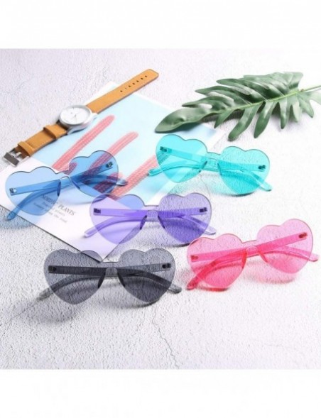 Aviator Heart Transparent Multicolor Party Favors Big Rimless Sunglasses for Women - 1pcs Purple + 1pcs Blue - C918O4YURT9 $1...