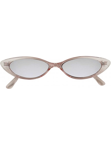 Oval Slim Vintage Small Oval Narrow Colored Wide Mirrored Mod Hype Fashion Sunglasses - CS18Q8YZ9N0 $9.77