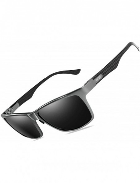 Sport Polarized Driving Sunglasses For Men UV Protection Carbon Fiber Temple Sport Mens Sunglasses Al-Mg Metal Frame - C11962...