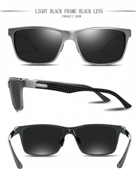Sport Polarized Driving Sunglasses For Men UV Protection Carbon Fiber Temple Sport Mens Sunglasses Al-Mg Metal Frame - C11962...