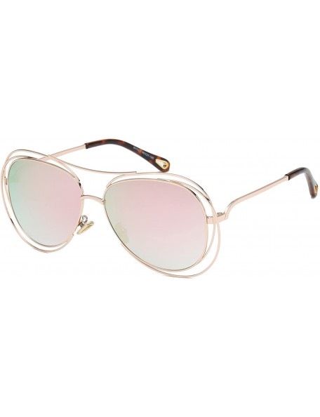 Oversized Amoury Oversize Aviator Sunglasses Metal Double Frame-Gold Frame/Pink Lens - CZ180OUQARC $22.86