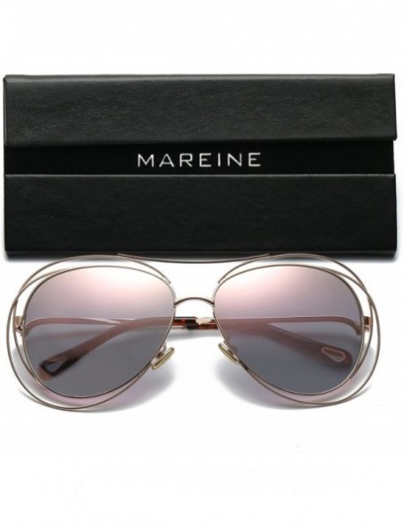 Oversized Amoury Oversize Aviator Sunglasses Metal Double Frame-Gold Frame/Pink Lens - CZ180OUQARC $22.86