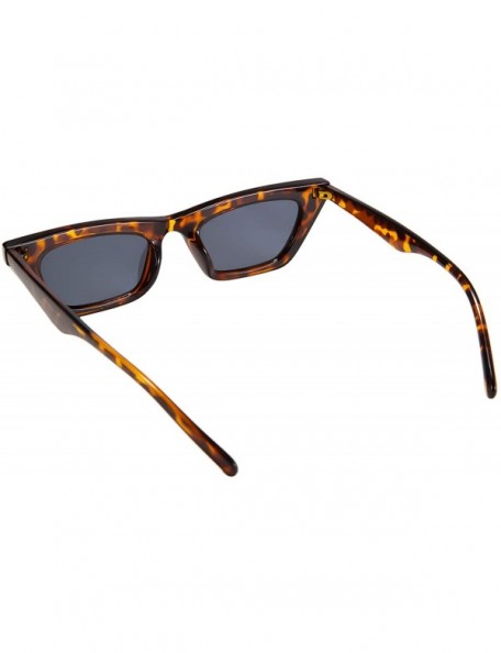 Round cat eyes narrow retro sunglasses UV protection ladies - Leopard Frame/Gray Lens - CJ18WY79AZH $14.04