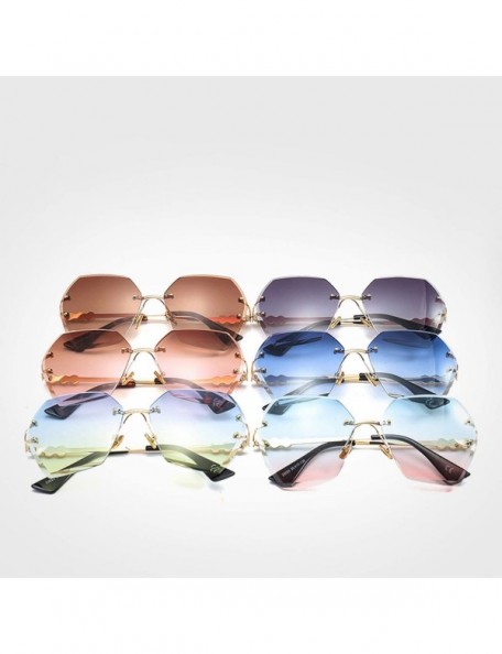 Semi-rimless 2019 Square RimlPearl Sunglasses Retro Women Er Trendy Gradient Polygon Sun Glasses Female UV400 G23023 - C3198A...