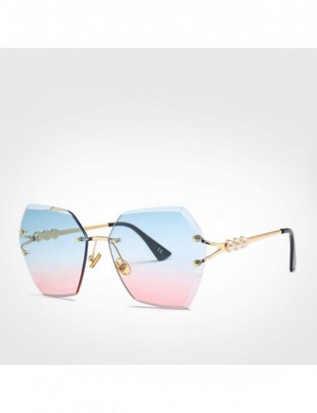 Semi-rimless 2019 Square RimlPearl Sunglasses Retro Women Er Trendy Gradient Polygon Sun Glasses Female UV400 G23023 - C3198A...