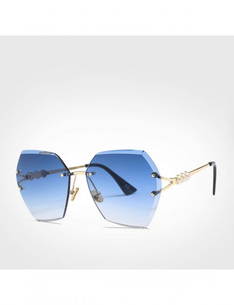 Semi-rimless 2019 Square RimlPearl Sunglasses Retro Women Er Trendy Gradient Polygon Sun Glasses Female UV400 G23023 - C3198A...