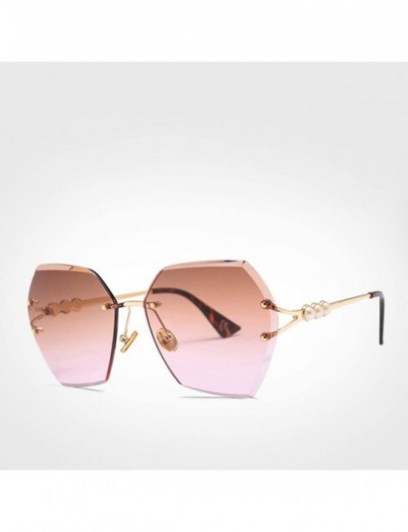 Semi-rimless 2019 Square RimlPearl Sunglasses Retro Women Er Trendy Gradient Polygon Sun Glasses Female UV400 G23023 - C3198A...