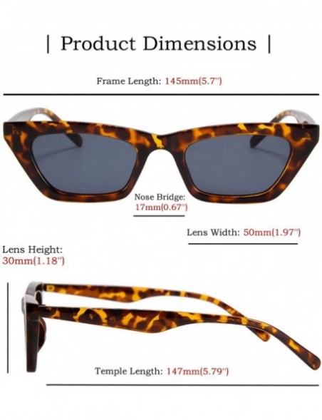 Round cat eyes narrow retro sunglasses UV protection ladies - Leopard Frame/Gray Lens - CJ18WY79AZH $14.04