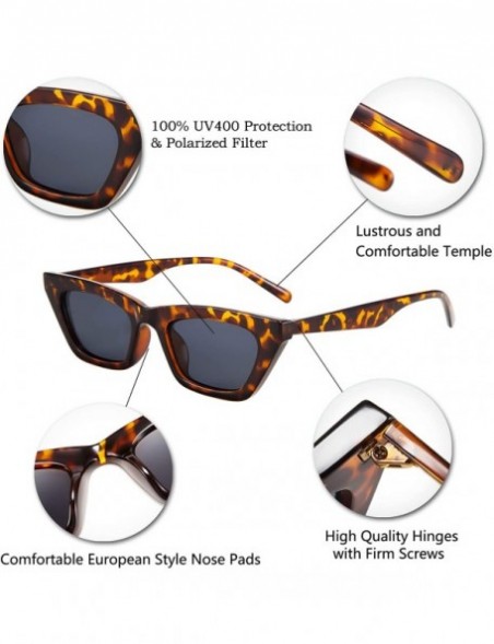 Round cat eyes narrow retro sunglasses UV protection ladies - Leopard Frame/Gray Lens - CJ18WY79AZH $14.04