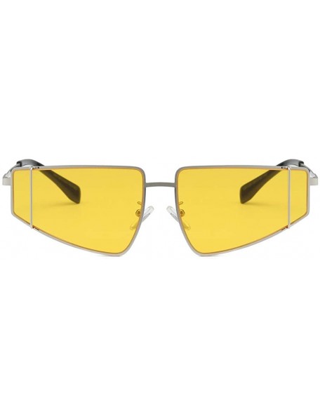 Semi-rimless Unisex Classic Vintage Mirror-Cat Eye Mirrored Flat Lenses Street Fashion Metal Frame Women Sunglasses - Yellow ...