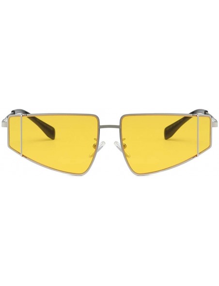 Semi-rimless Unisex Classic Vintage Mirror-Cat Eye Mirrored Flat Lenses Street Fashion Metal Frame Women Sunglasses - Yellow ...