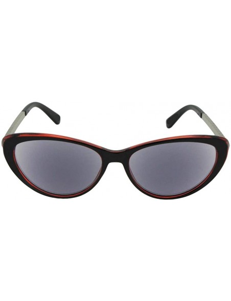 Cat Eye Cateye Rhinestone Womens Full Lens Reading Sunglasses R103 - Brown/Red Frame Gray Lenses - CC18IK3S8ZW $13.67