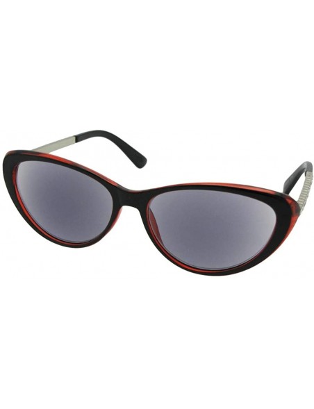 Cat Eye Cateye Rhinestone Womens Full Lens Reading Sunglasses R103 - Brown/Red Frame Gray Lenses - CC18IK3S8ZW $13.67