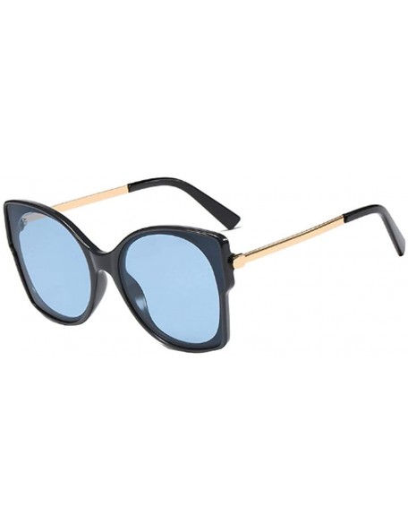 Cat Eye Women's Vintage Cat Eye Resin Full-Frame Ocean Piece Lens Sunglasses - Gray Blue - CI18W6LTQIL $32.29