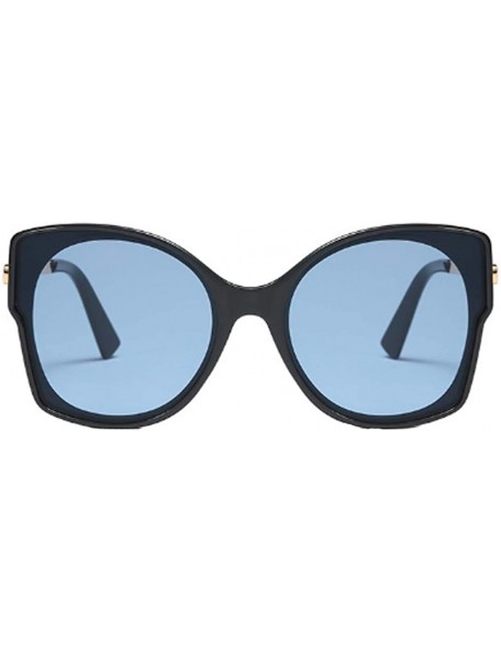 Cat Eye Women's Vintage Cat Eye Resin Full-Frame Ocean Piece Lens Sunglasses - Gray Blue - CI18W6LTQIL $12.25
