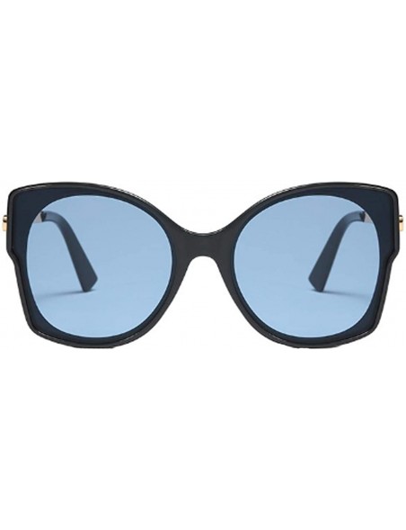 Cat Eye Women's Vintage Cat Eye Resin Full-Frame Ocean Piece Lens Sunglasses - Gray Blue - CI18W6LTQIL $12.25