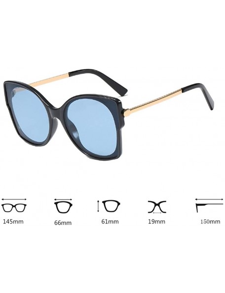 Cat Eye Women's Vintage Cat Eye Resin Full-Frame Ocean Piece Lens Sunglasses - Gray Blue - CI18W6LTQIL $12.25