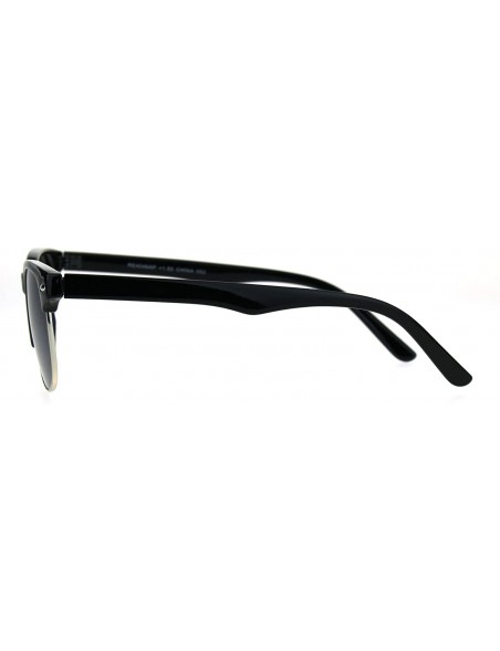 Rectangular Mens Half Horn Rim Hipster Powered Reading Lens Sunglasses - All Black - CD18DIAAS5Y $13.08