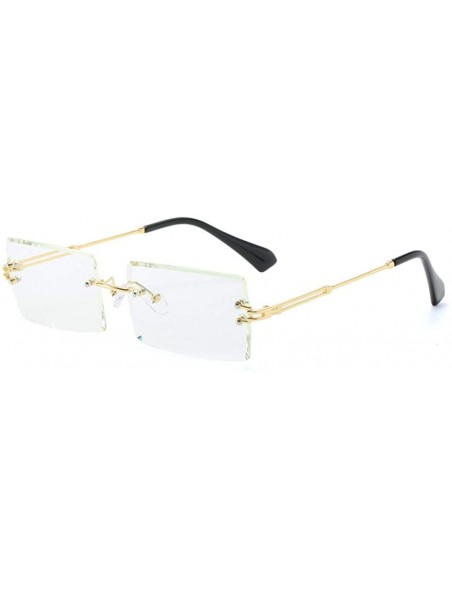 Goggle Hip Hop Rimless Sunglasses Women Men Rectangular Sun Glasses Sunglass Streetwear Eyewear - Gold - CU18Y8ZZCGN $36.28