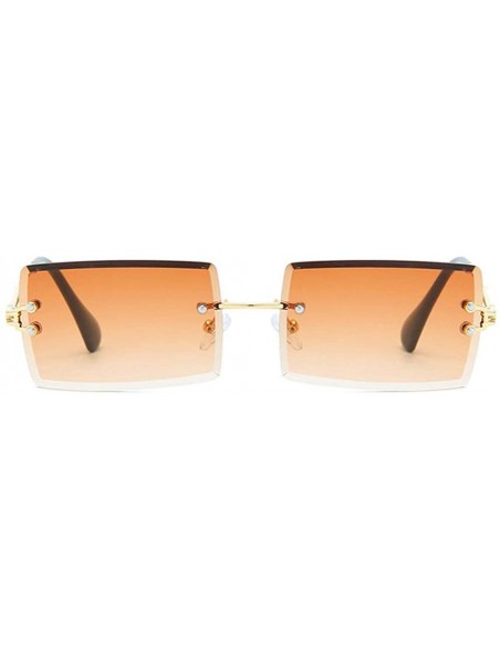 Goggle Hip Hop Rimless Sunglasses Women Men Rectangular Sun Glasses Sunglass Streetwear Eyewear - Gold - CU18Y8ZZCGN $36.28