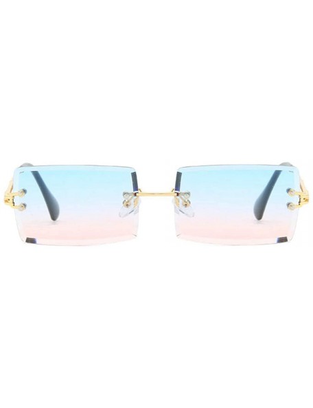 Goggle Hip Hop Rimless Sunglasses Women Men Rectangular Sun Glasses Sunglass Streetwear Eyewear - Gold - CU18Y8ZZCGN $36.28