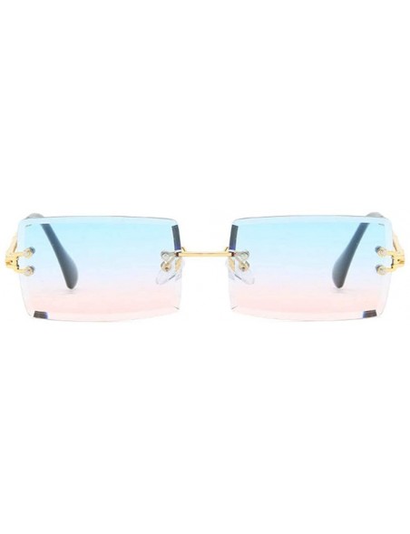 Goggle Hip Hop Rimless Sunglasses Women Men Rectangular Sun Glasses Sunglass Streetwear Eyewear - Gold - CU18Y8ZZCGN $36.28