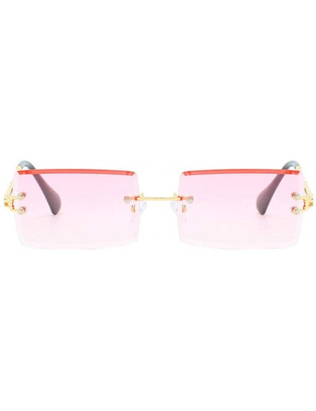 Goggle Hip Hop Rimless Sunglasses Women Men Rectangular Sun Glasses Sunglass Streetwear Eyewear - Gold - CU18Y8ZZCGN $36.28