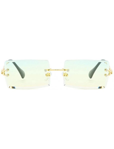 Goggle Hip Hop Rimless Sunglasses Women Men Rectangular Sun Glasses Sunglass Streetwear Eyewear - Gold - CU18Y8ZZCGN $36.28