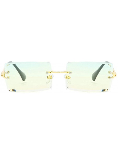 Goggle Hip Hop Rimless Sunglasses Women Men Rectangular Sun Glasses Sunglass Streetwear Eyewear - Gold - CU18Y8ZZCGN $36.28