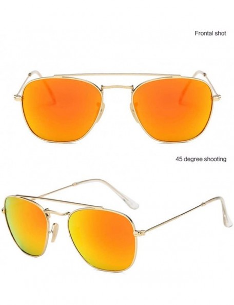 Square Pilot's glasses Classic sunglasses Toad frame glasses Toughened glass lenses Sunglasses square double beams - C - C818...