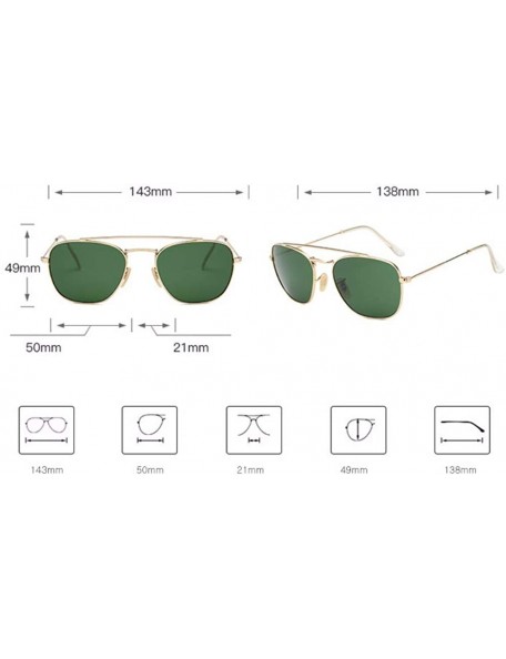 Square Pilot's glasses Classic sunglasses Toad frame glasses Toughened glass lenses Sunglasses square double beams - C - C818...