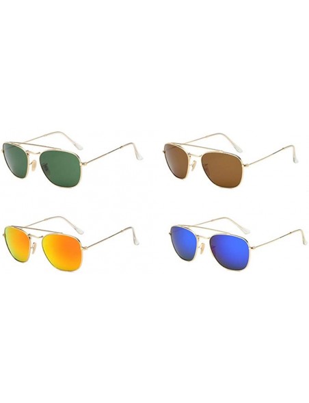 Square Pilot's glasses Classic sunglasses Toad frame glasses Toughened glass lenses Sunglasses square double beams - C - C818...