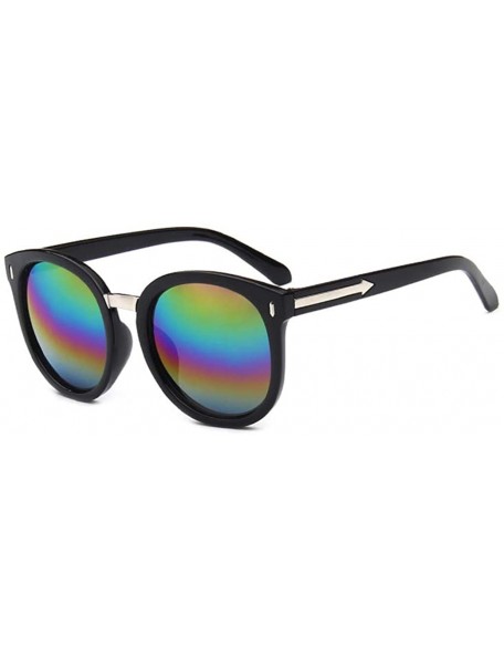Round Fashion Round Polarized Sunglasses Vintage Shades For Men/Women - Round Black Frame + Colorful Lens - CB18XCYWE9W $15.33