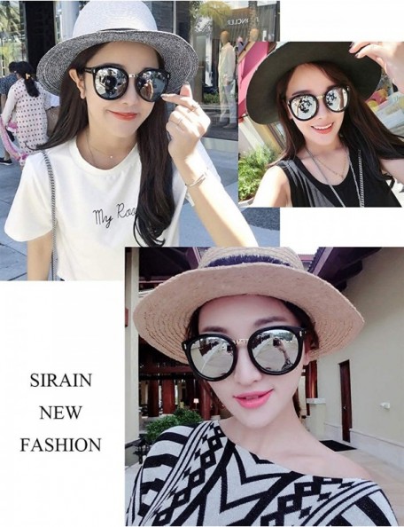 Round Fashion Round Polarized Sunglasses Vintage Shades For Men/Women - Round Black Frame + Colorful Lens - CB18XCYWE9W $15.33